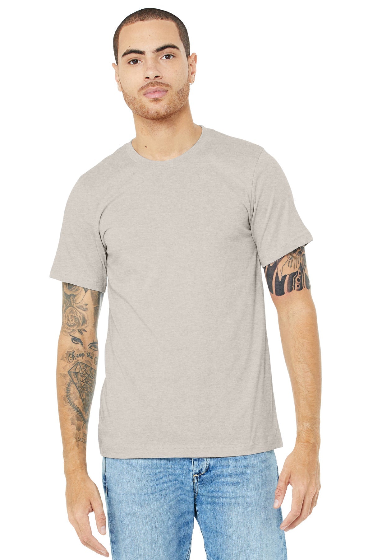 SanMar BC3001CVC_heathercoolgrey_model_front.jpg?v=1762269765