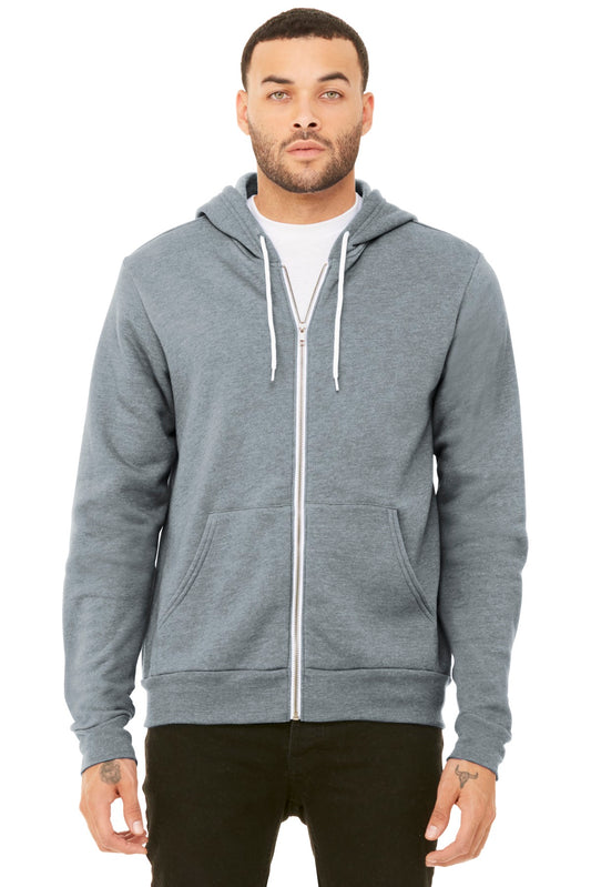 Front View of Athletic Ht BELLA+CANVAS Unisex Sponge Fleece Full-Zip Hoodie. BC3739 - XS