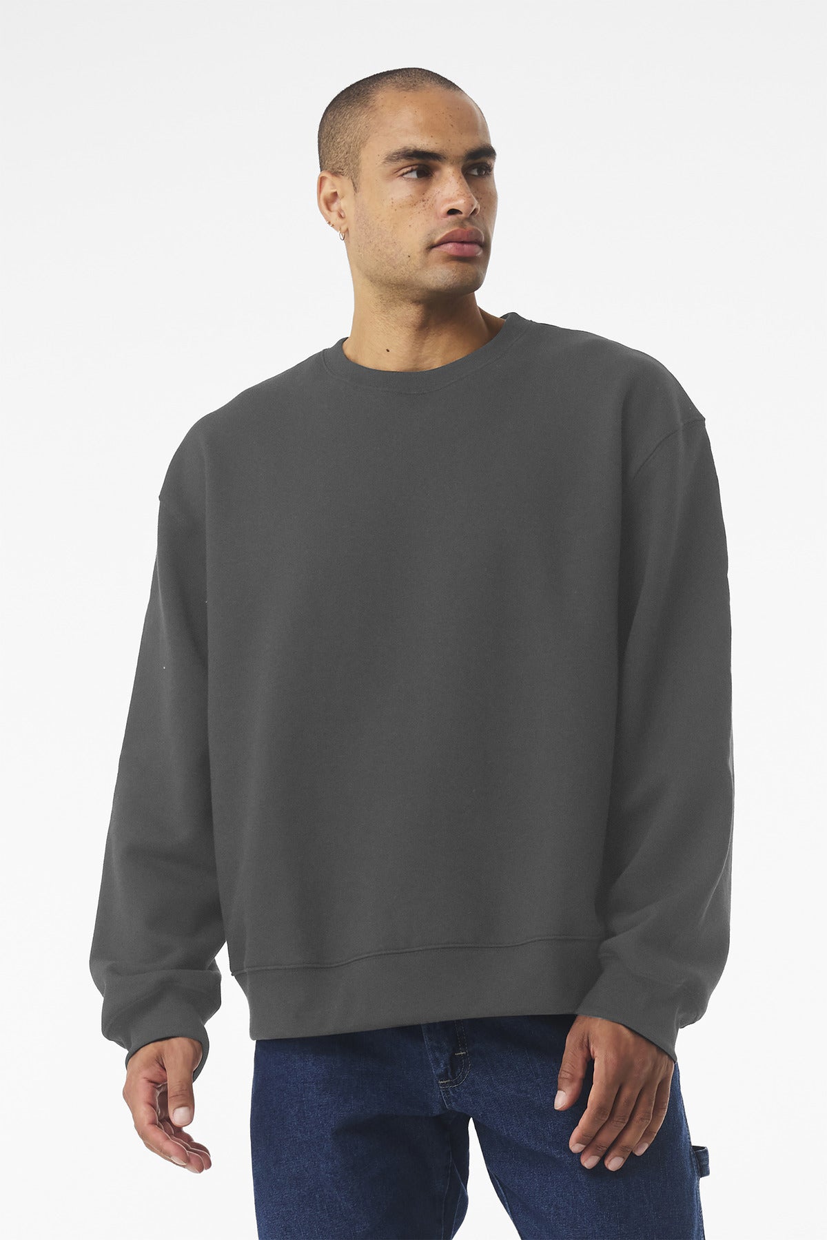 Front View of Asphalt BELLA+CANVAS Unisex 10-Ounce Heavyweight Crewneck Sweatshirt BC4711 - XS
