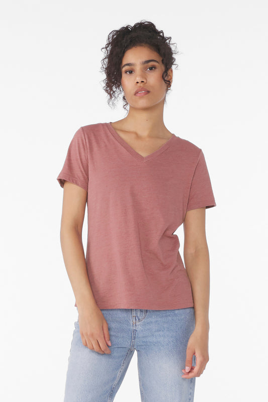 BELLA+CANVAS Women's Relaxed Heather CVC V-Neck Tee BC6405CVC