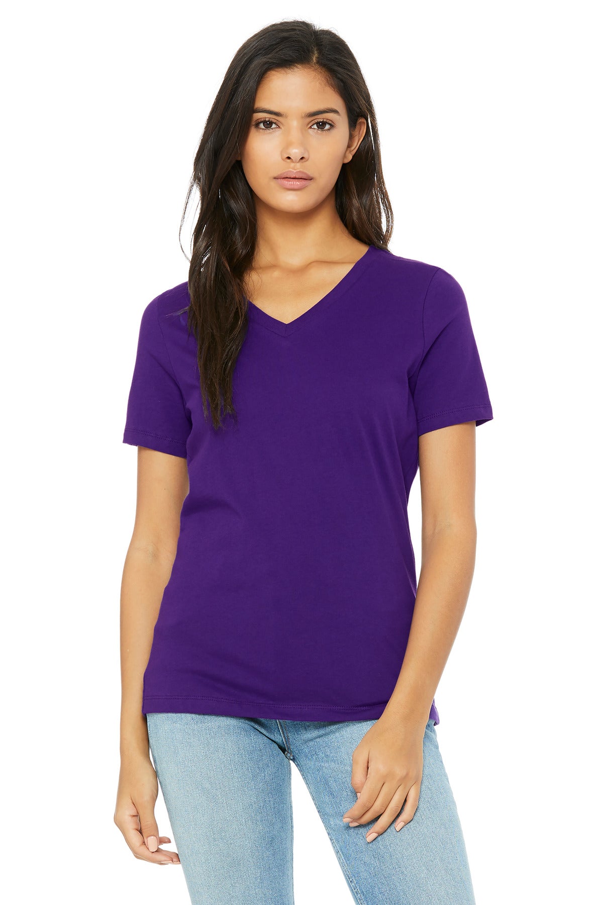 BELLA+CANVAS Women's Relaxed Jersey Short Sleeve V-Neck Tee. BC6405