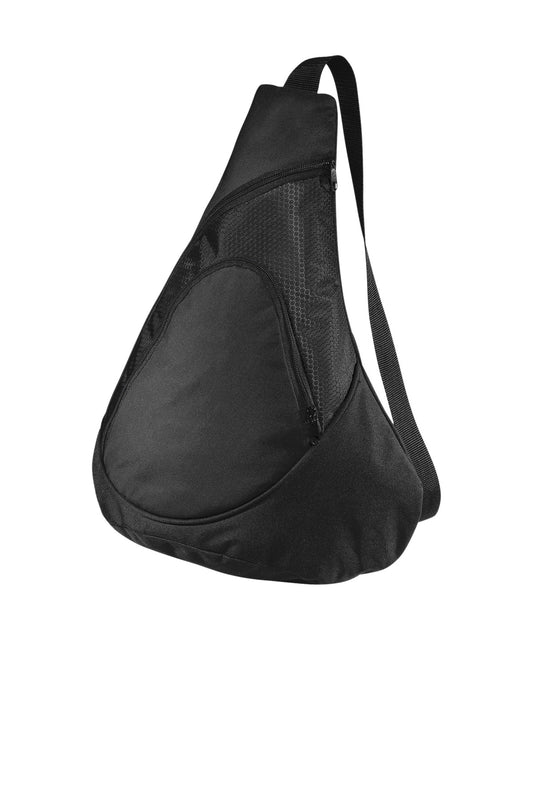 Front View of Black Port Authority - Honeycomb Sling Pack. BG1010