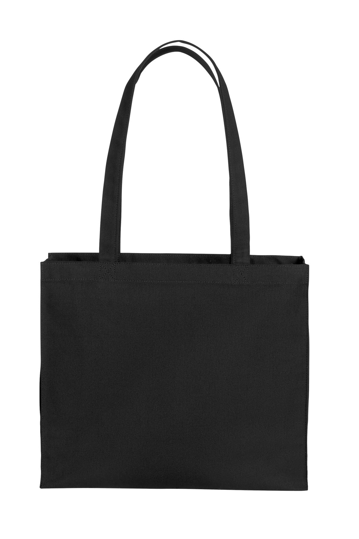 Front View of DeepBlack Port Authority Cotton Canvas Shopper Tote BG428