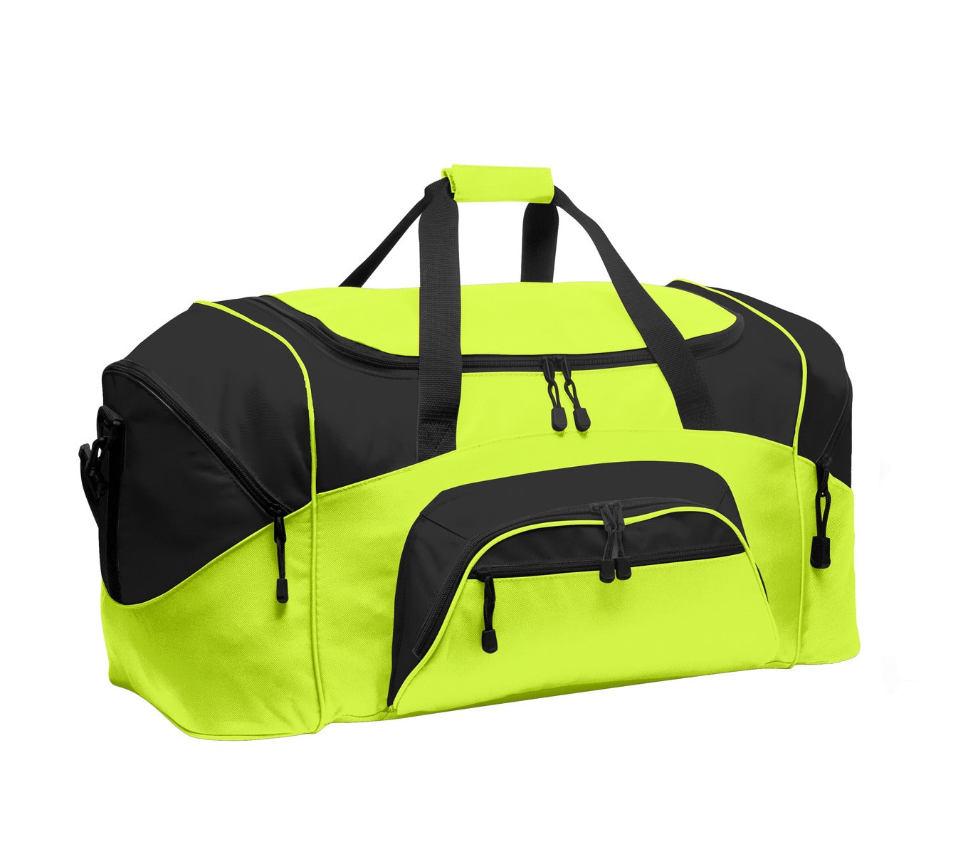 Front View of Safety Ylw/Blk Port Authority - Standard Colorblock Sport Duffel. BG99