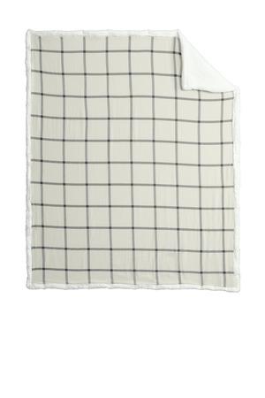 Black Un Plaid Port Authority Flannel Sherpa Blanket. BP43