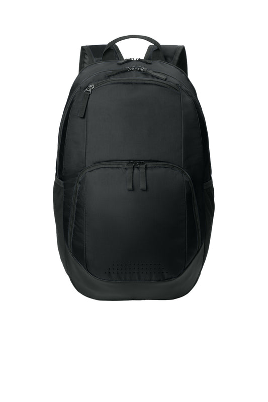 Front View of Black Sport-Tek Rec Backpack BST200