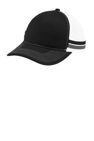 Blk/Gry Stl/Wh Port Authority Two-Stripe Snapback Trucker Cap. C113
