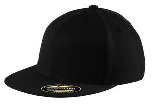 Black Port Authority Flexfit 210 Flat Bill Cap. C808 - S/M