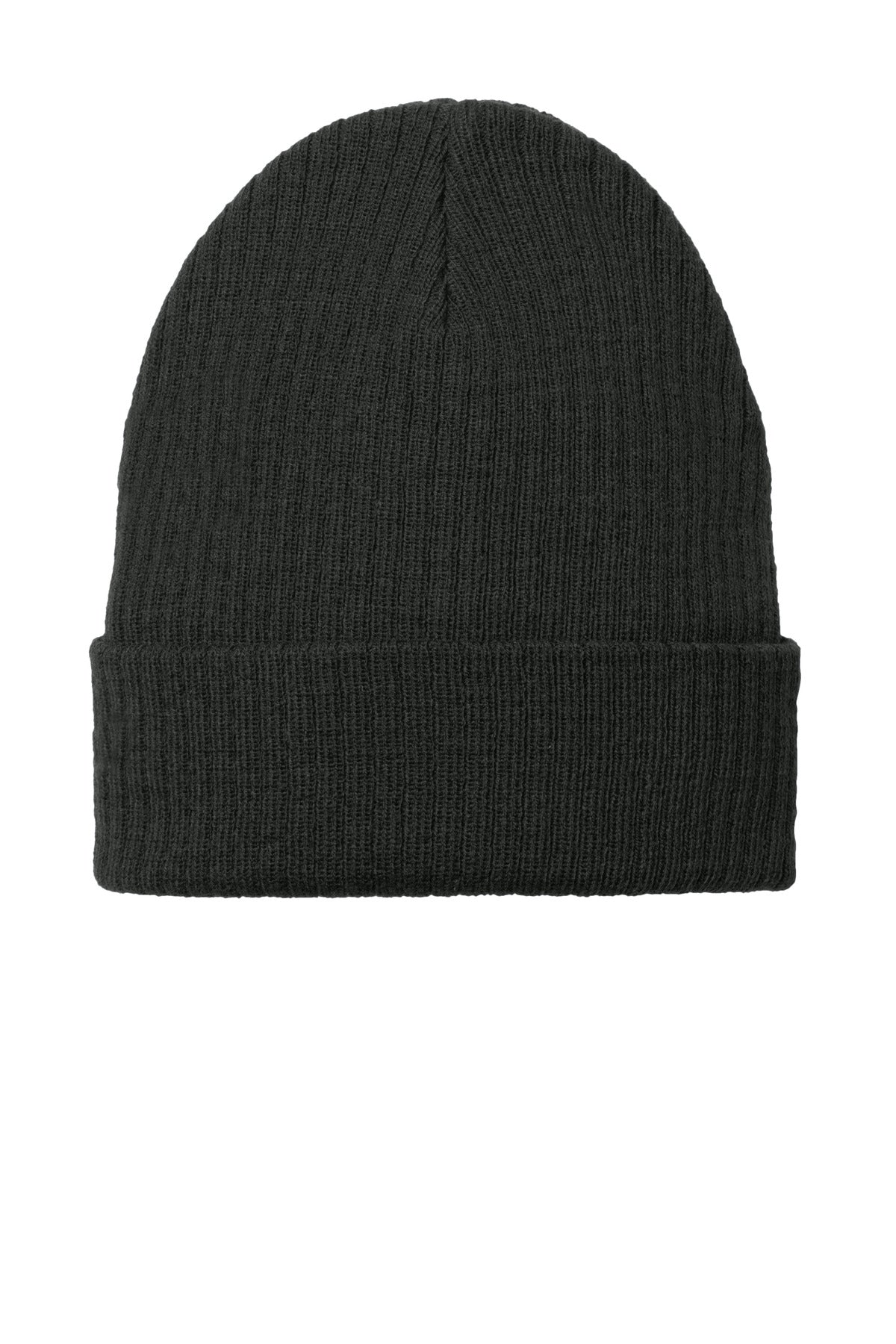Front View of DeepBlack Port Authority C-FREE Recycled Beanie C880
