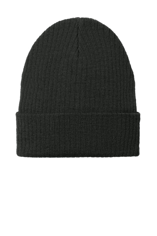 Front View of DeepBlack Port Authority C-FREE Recycled Beanie C880