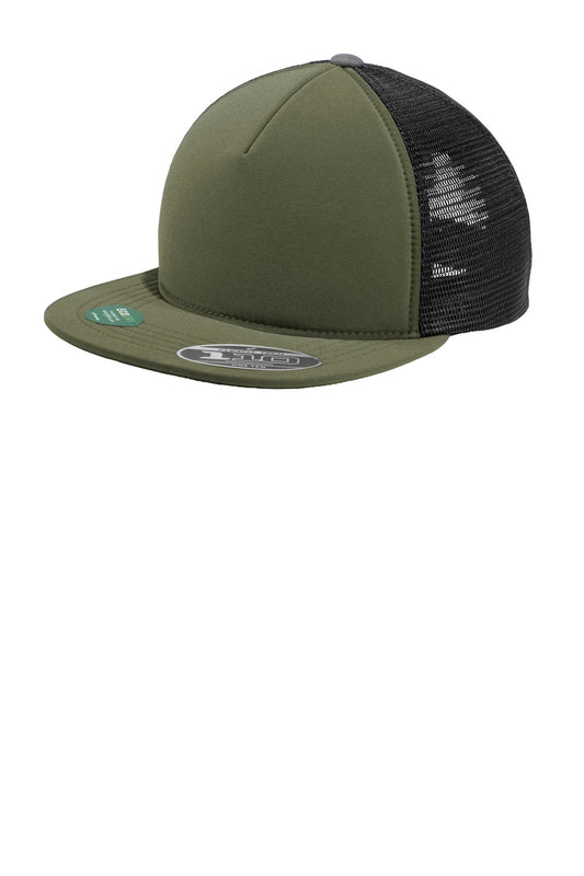 Front View of Army Green/Blk Port Authority Flexfit 110 Foam Outdoor Cap. C937