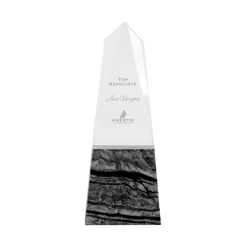 N/A Deneb Crystal Obelisk with Marble Base