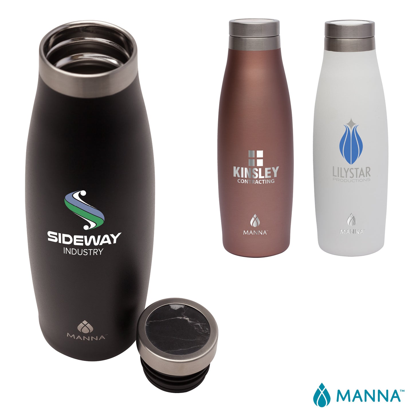 Manna™ 18 oz. Oasis Stainless Steel Water Bottle w/ Marble Lid