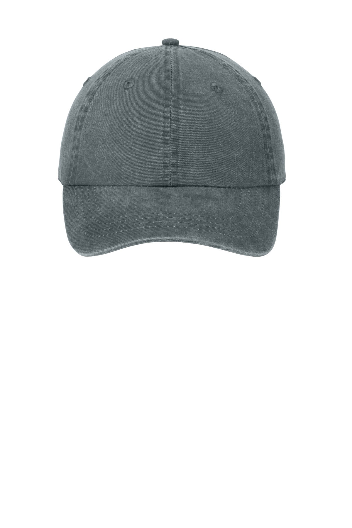 Front View of Charcoal Port & Co Pigment-Dyed Cap. CP84