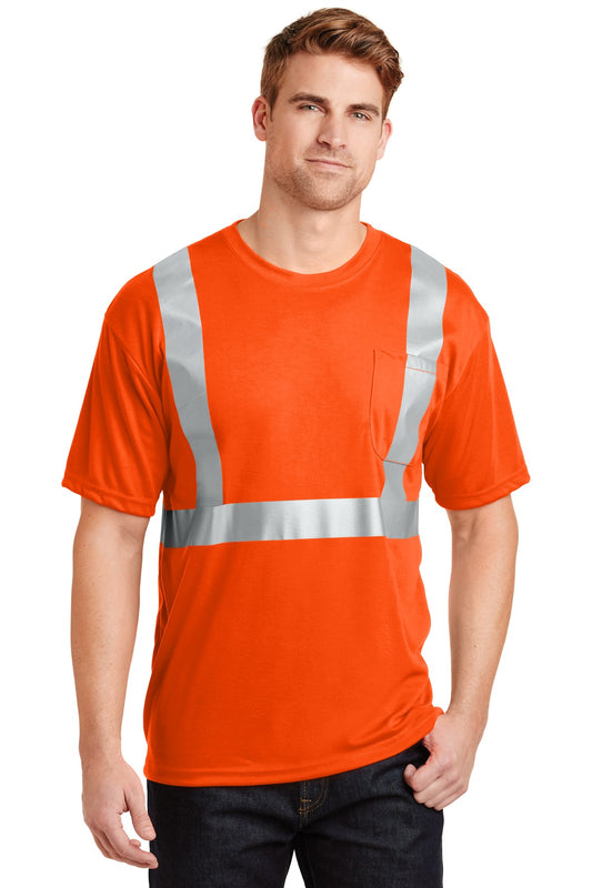 Front View of Safety Orange CornerStone - ANSI 107 Class 2 Safety T-Shirt. CS401 - XS