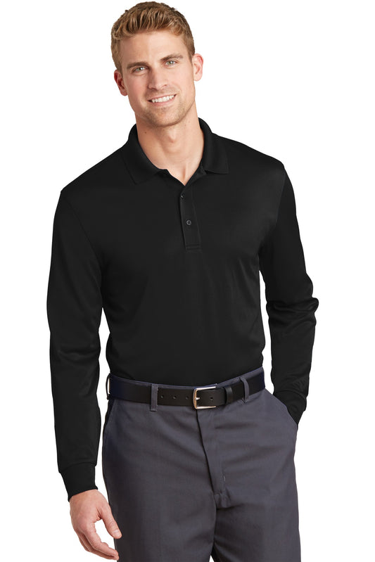 Front View of Black CornerStone Select Snag-Proof Long Sleeve Polo. CS412LS - XS
