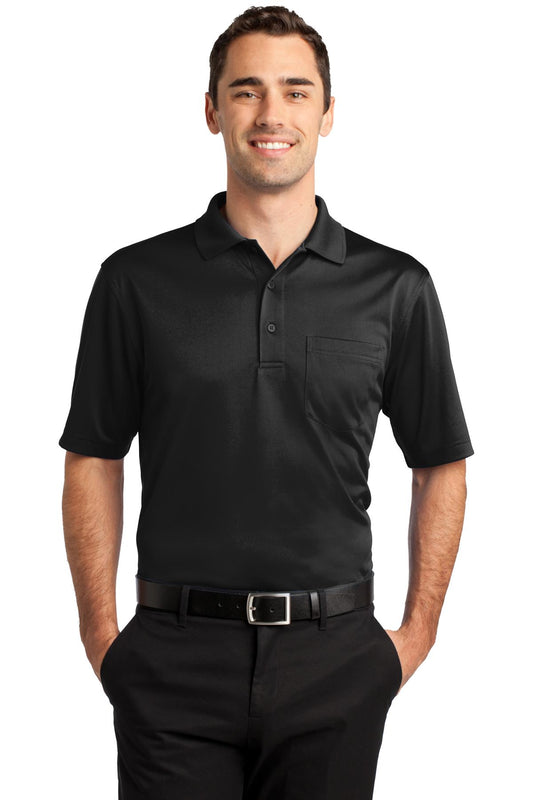 Front View of Black CornerStone Select Snag-Proof Pocket Polo. CS412P - XS