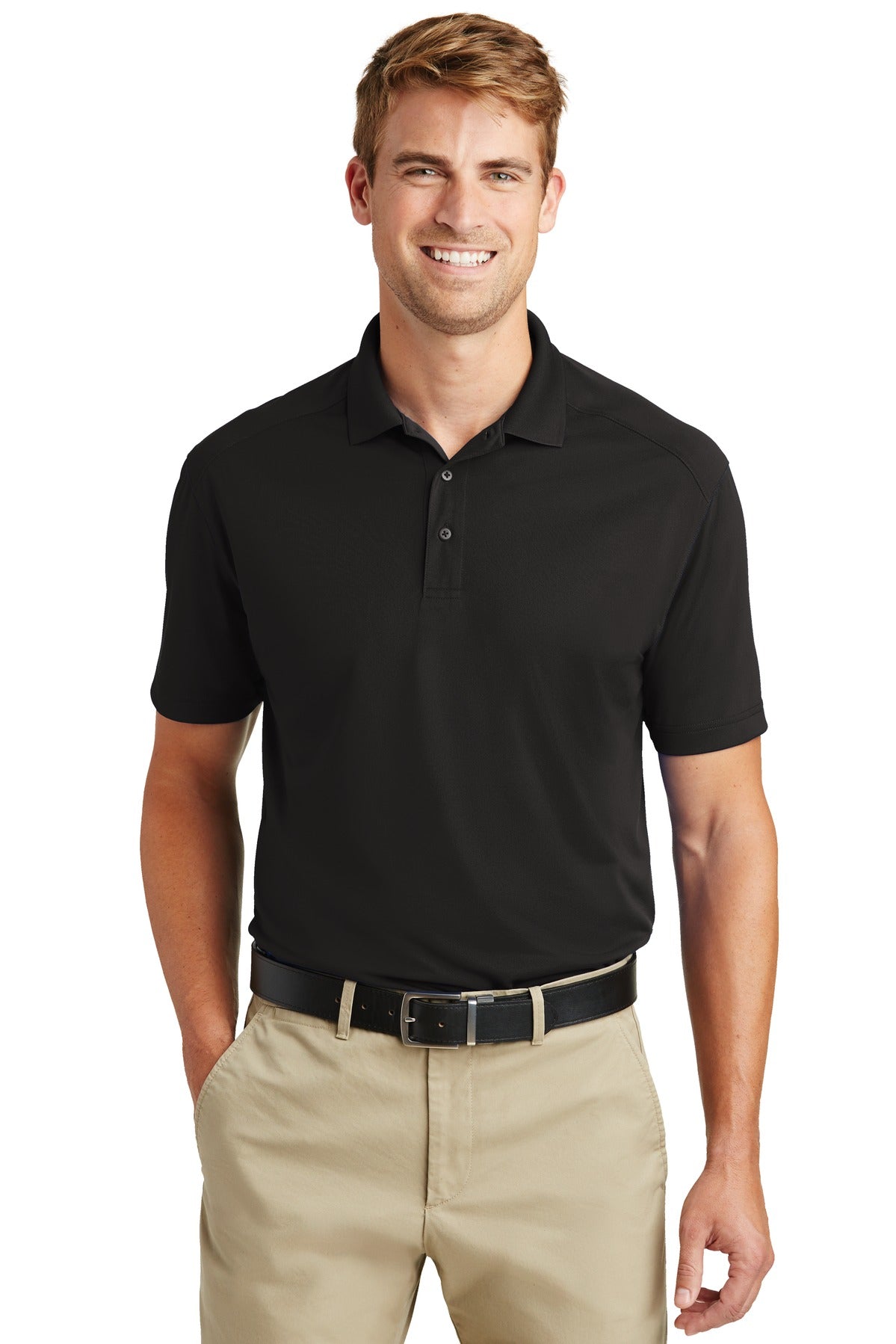 Front View of Black CornerStone Select Lightweight Snag-Proof Polo. CS418 - XS