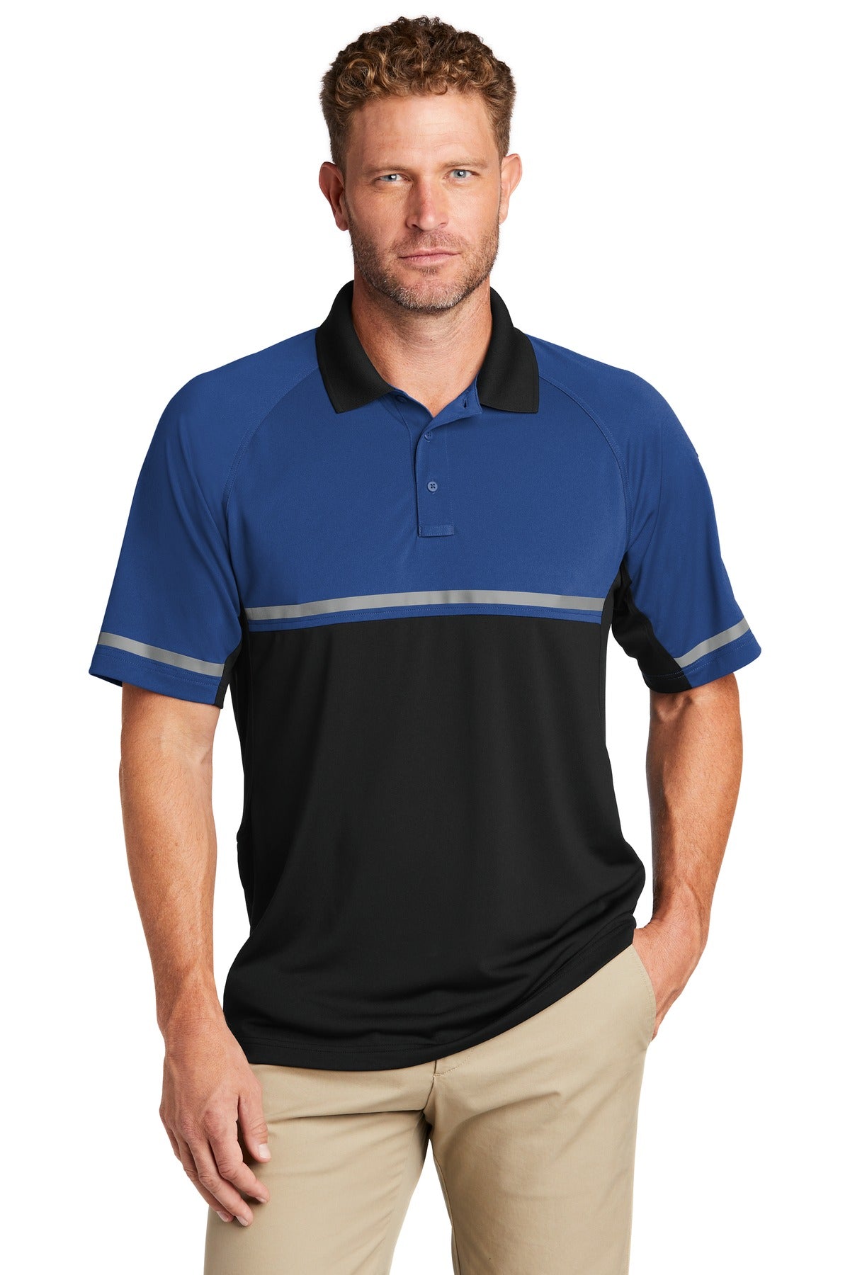Front View of Royal/Black CornerStone Select Lightweight Snag-Proof Enhanced Visibility Polo CS423 - XS