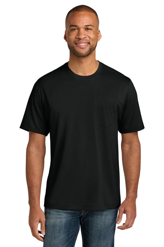 Front View of Black CornerStone Workwear Pro Short Sleeve Pocket Tee CS440P - XS