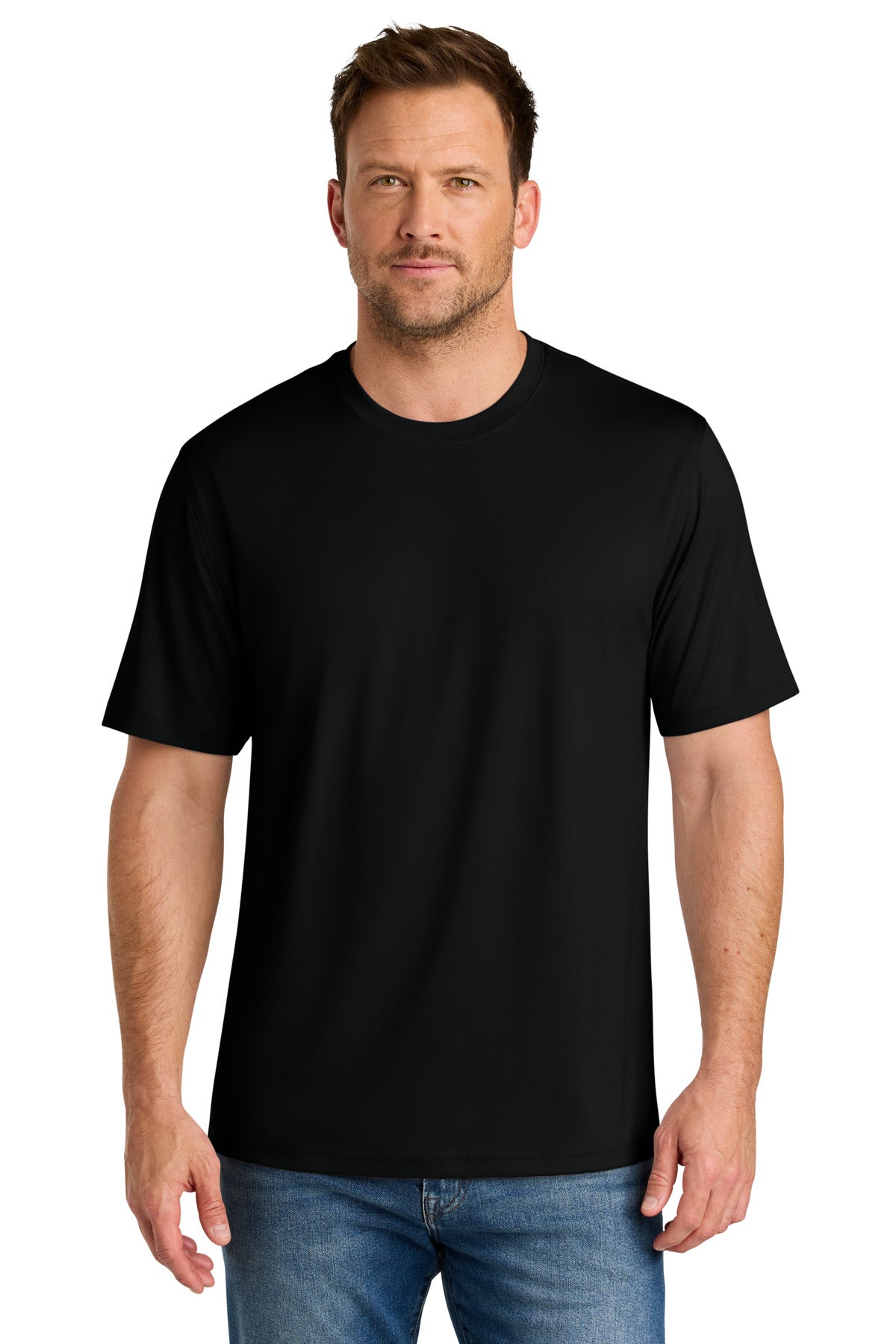 Front View of Black CornerStone Workwear Pro Short Sleeve Tee CS440 - XS