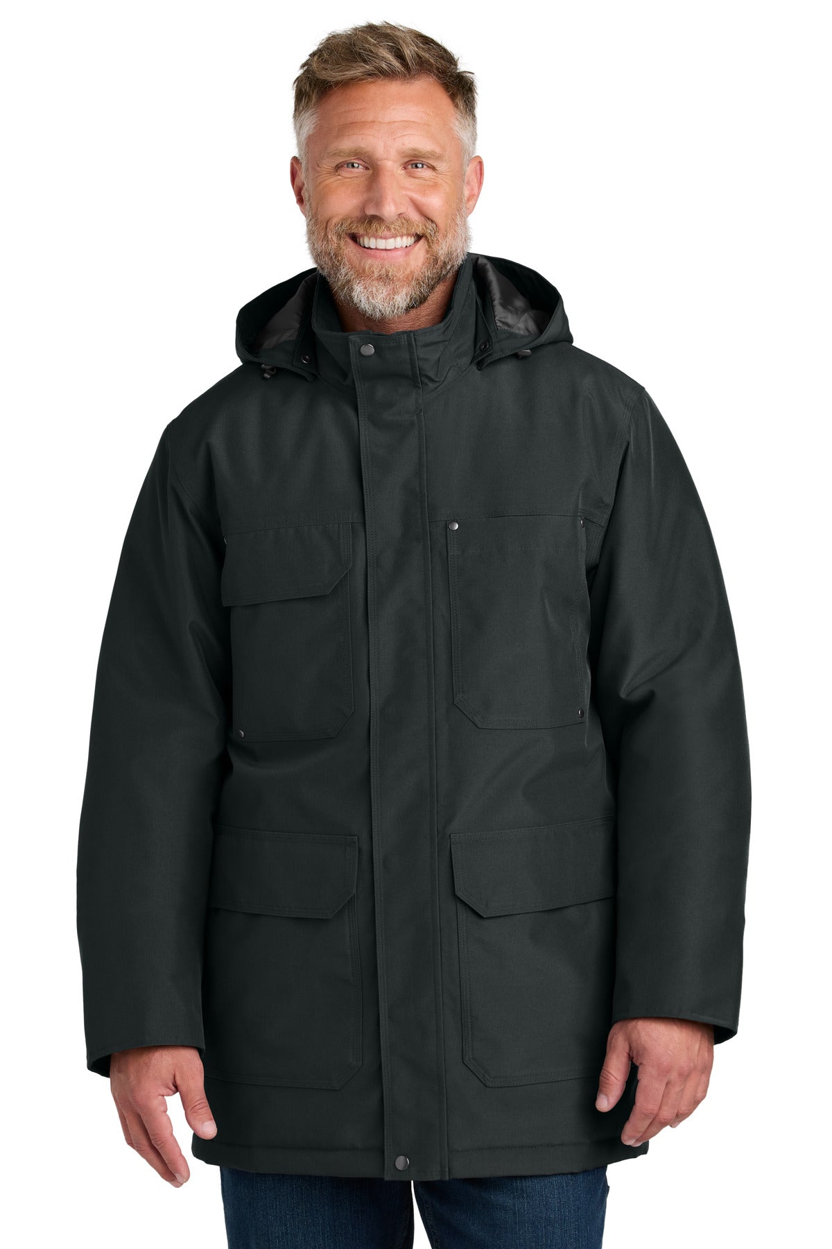 Front View of Black CornerStone Elements Insulated Parka CSJ10 - XS