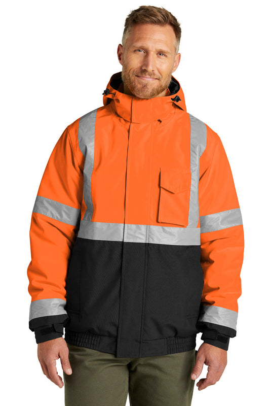 Front View of SftyOrg CornerStone ANSI 107 Class 3 Economy Waterproof Insulated Bomber Jacket CSJ500 - S