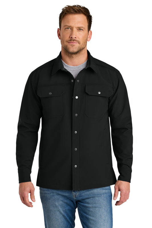 Front View of Black CornerStone Soft Shell Shirt Jacket CSJ73 - XS