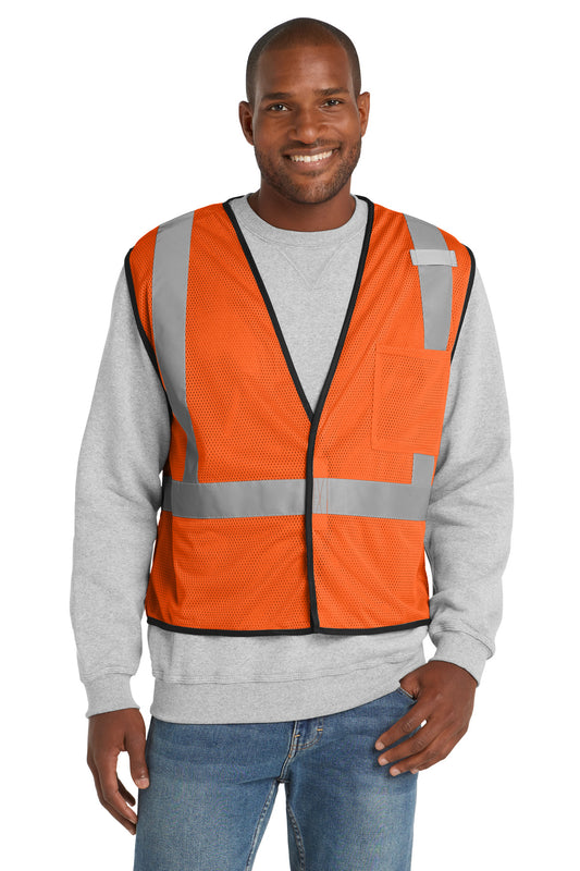Front View of SftyOrg CornerStone ANSI 107 Class 2 Economy Mesh One-Pocket Vest. CSV100 - 2/3X