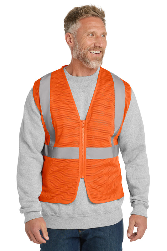Front View of SftyOrg CornerStone ANSI 107 Class 2 Economy Mesh Zippered Vest. CSV101 - S/M