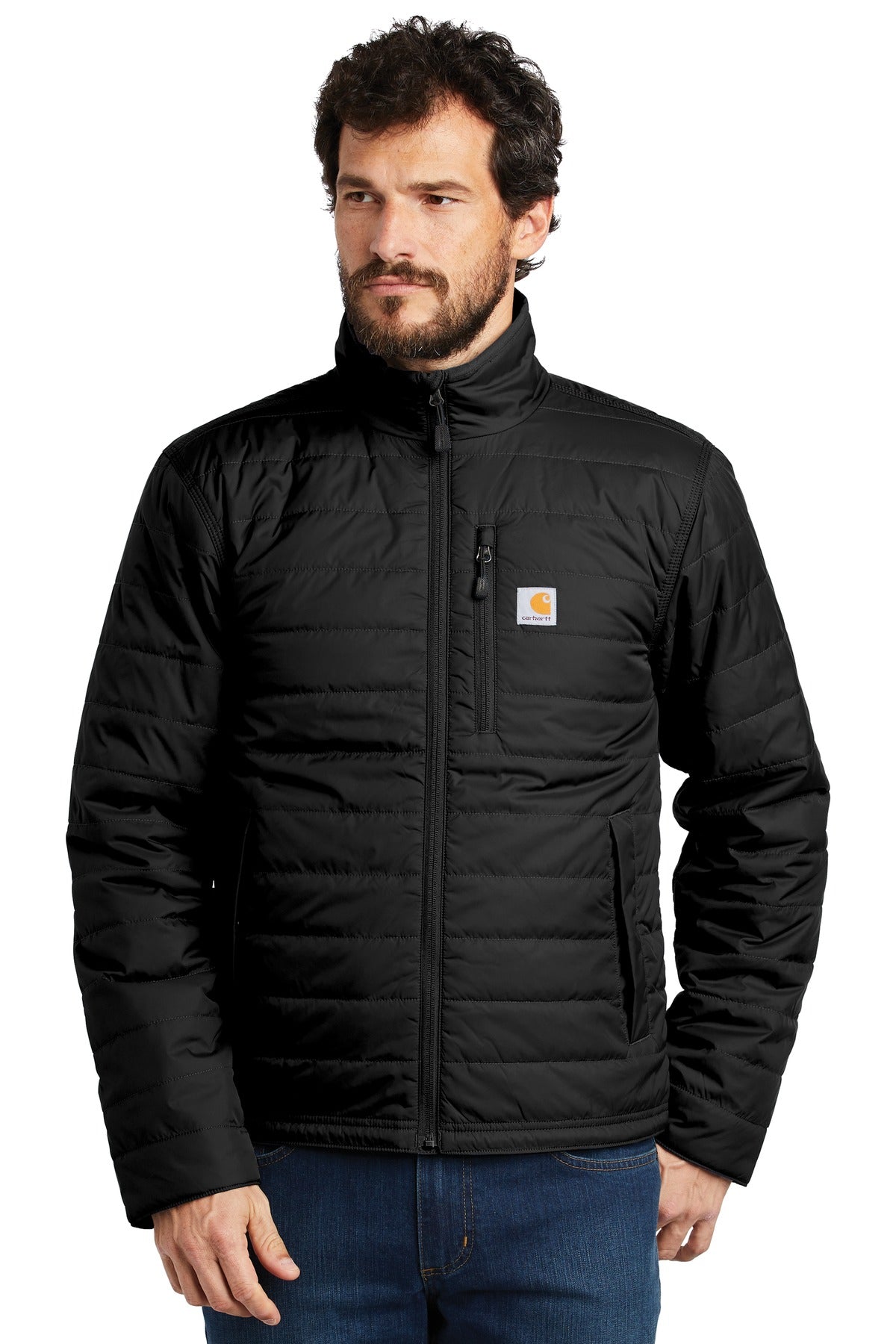 Front View of Black Carhartt Gilliam Jacket. CT102208 - S