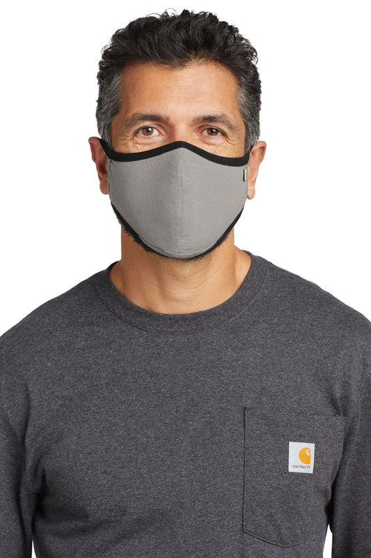 Front View of Asphalt Carhartt Cotton Ear Loop Face Mask (3 pack) CT105160