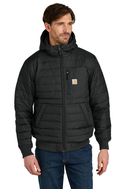 Front View of Black Carhartt Gilliam Insulated Hooded Jacket CT106543 - S