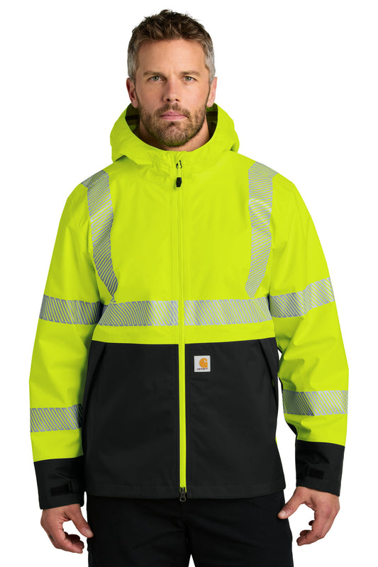Front View of BriteLime Carhartt ANSI 107 Class 3 Storm Defender Jacket CT106693 - S