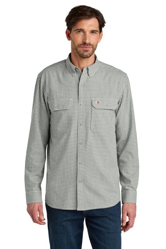 Front View of ChckStMalt Carhartt Rugged Flex Plaid Long Sleeve Shirt CT107109 - S