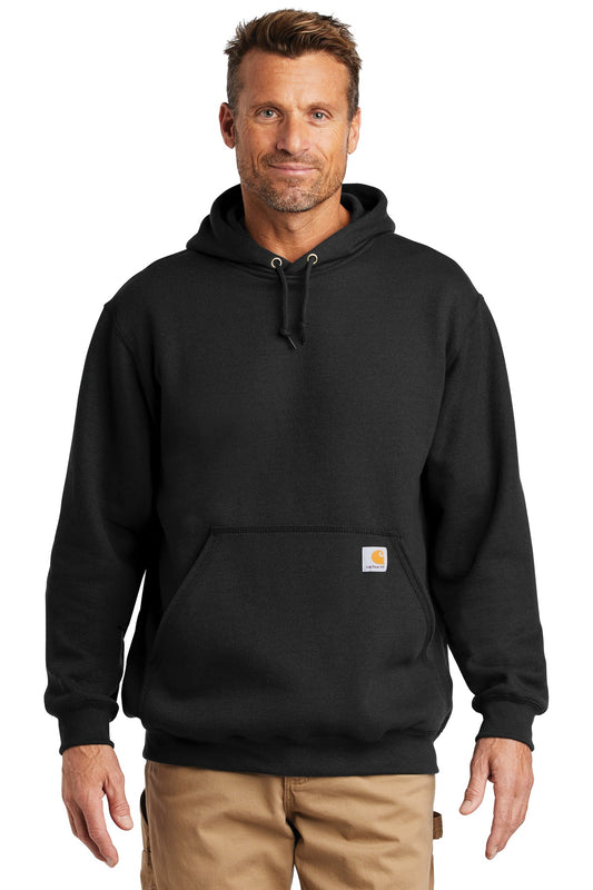 Front View of Black Carhartt Midweight Hooded Sweatshirt. CTK121 - S