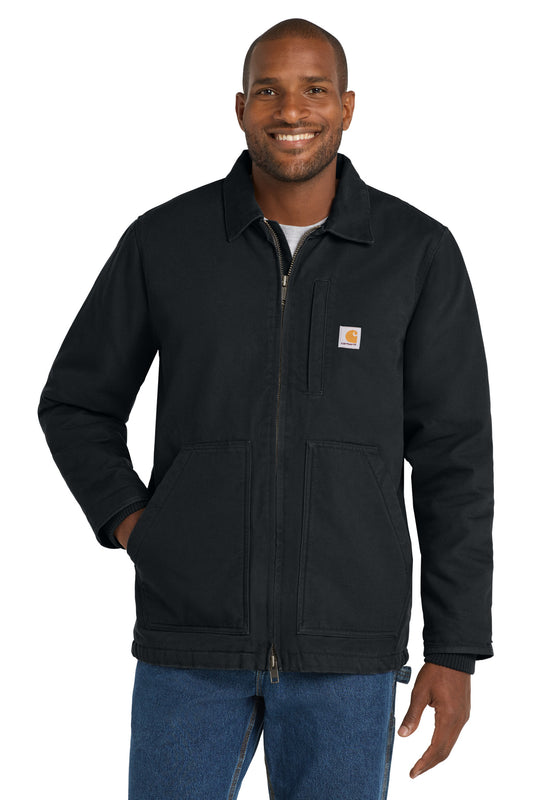 Front View of Black Carhartt Tall Sherpa-Lined Coat CTT104293 - 2XLT