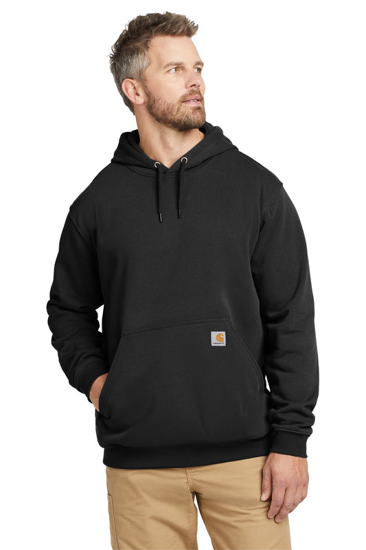 Front View of Black Carhartt Tall Midweight Hooded Sweatshirt CTTK121 - XLT