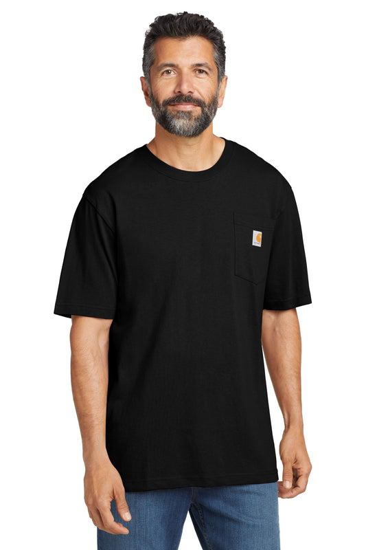 Front View of Black Carhartt Tall Workwear Pocket Short Sleeve T-Shirt. CTTK87 - 2XLT