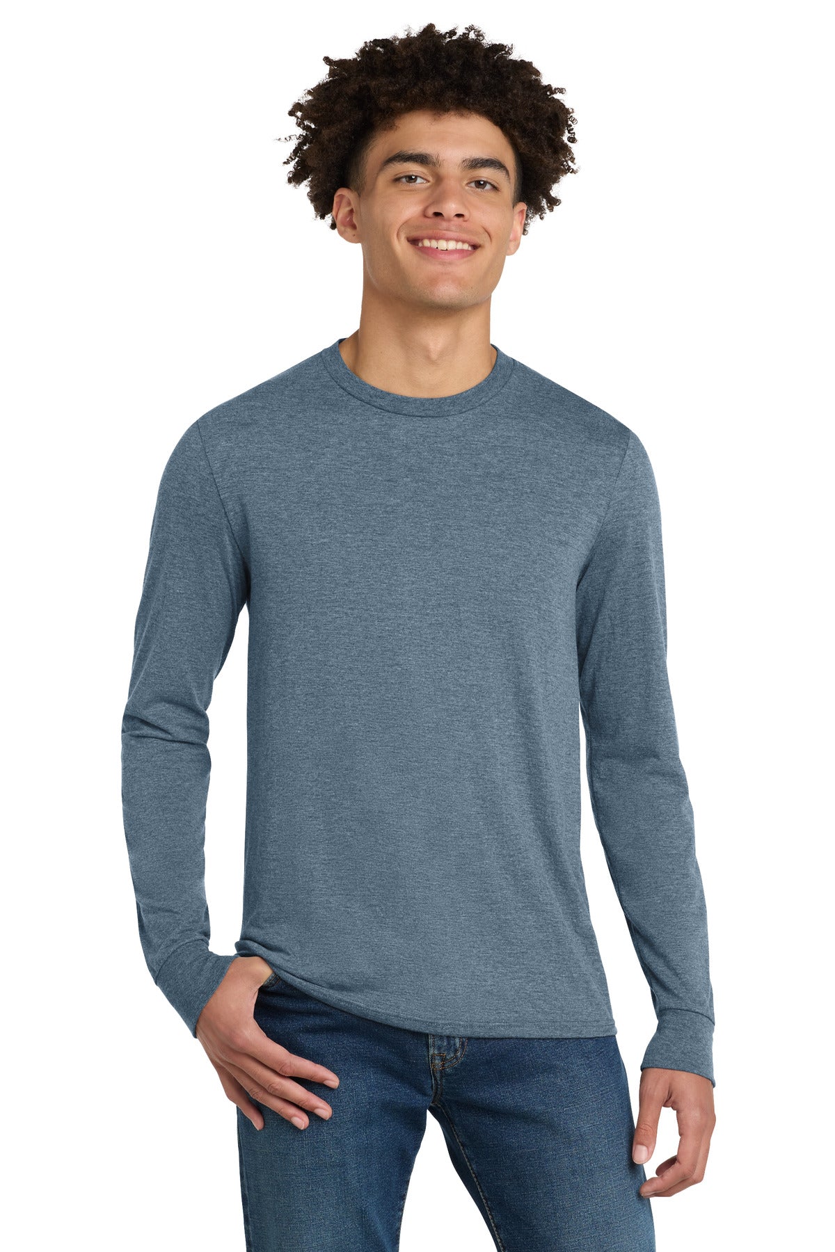 SanMar DM132_flintblueheather_model_front.jpg