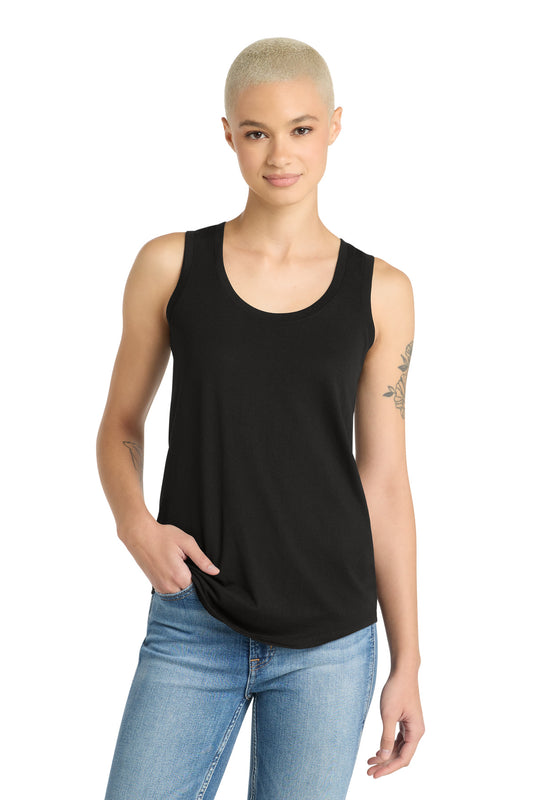Front View of Black District Women's Perfect Tri Racerback Tank. DM138L - S