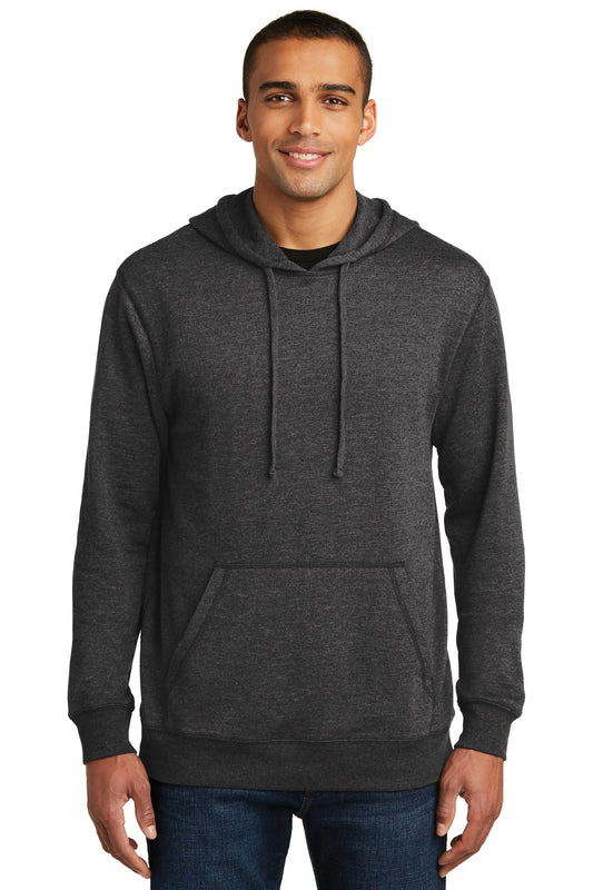 Front View of Hthrd Black District Lightweight Fleece Hoodie. DM391 - XS