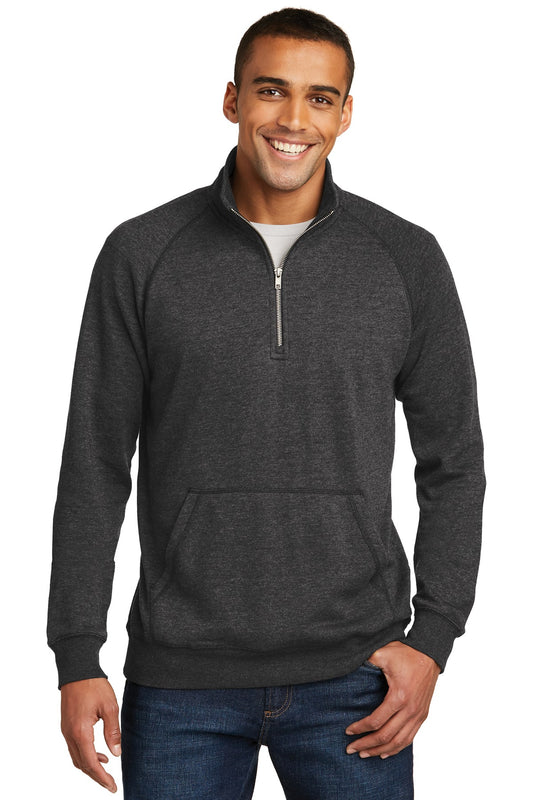Front View of Hthrd Black District Lightweight Fleece 1/4-Zip. DM392 - XS