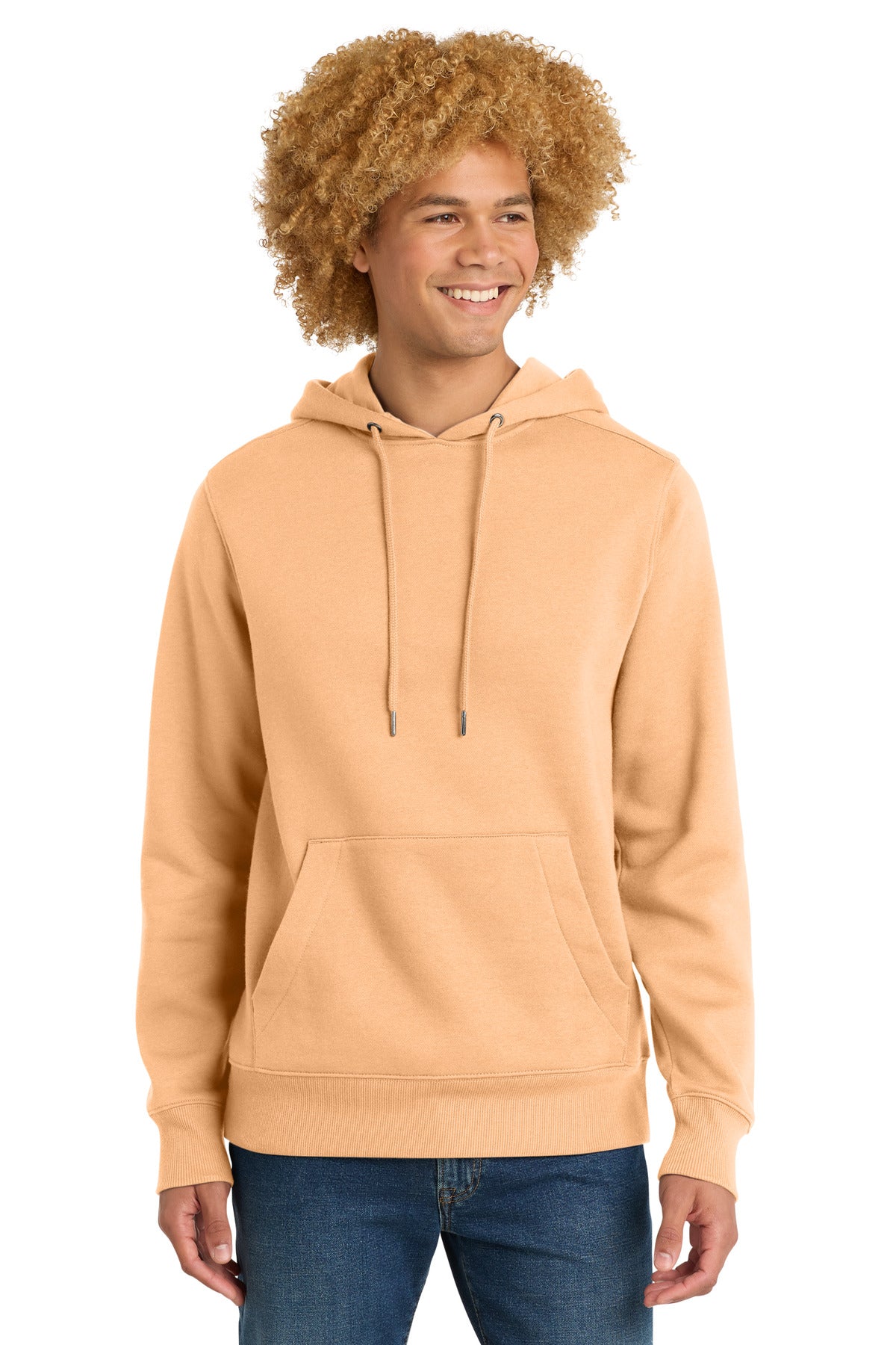 Front View of Apricot District Perfect Weight Fleece Hoodie DT1101 - XS