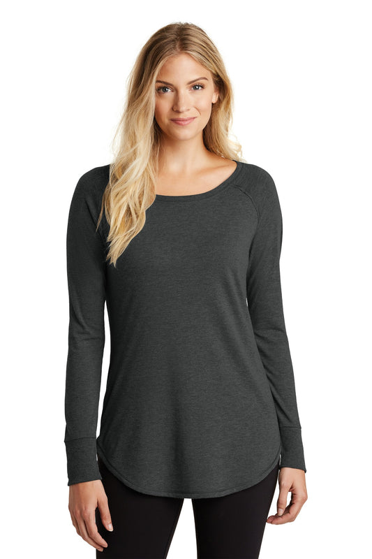 Front View of Black Frost District Women's Perfect Tri Long Sleeve Tunic Tee. DT132L - XXL