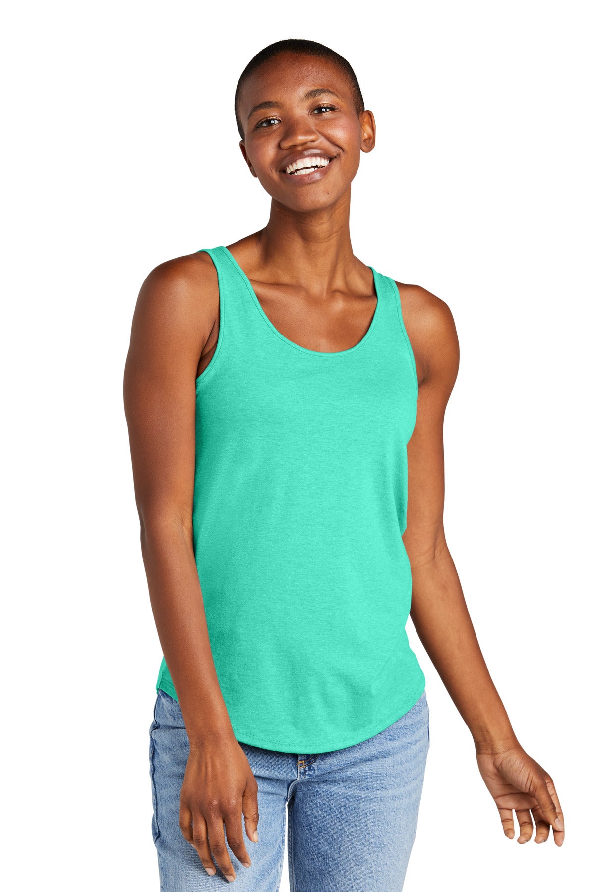 Front View of AquaHthr District Women's Perfect Tri Relaxed Tank DT151 - S