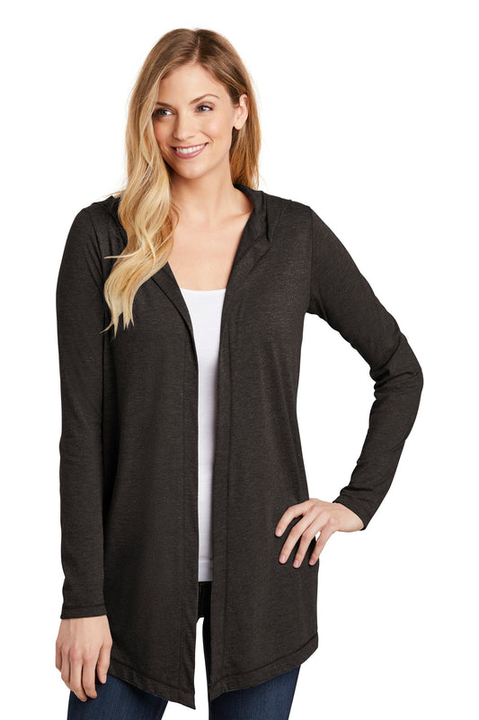 Front View of Black Frost District Women's Perfect Tri Hooded Cardigan. DT156 - 4XL