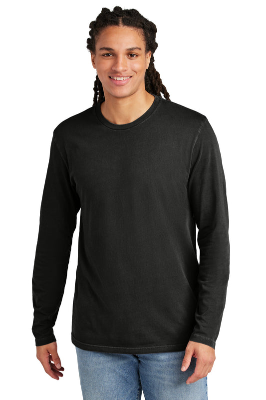 Front View of Black District Wash Long Sleeve Tee DT2103 - XS