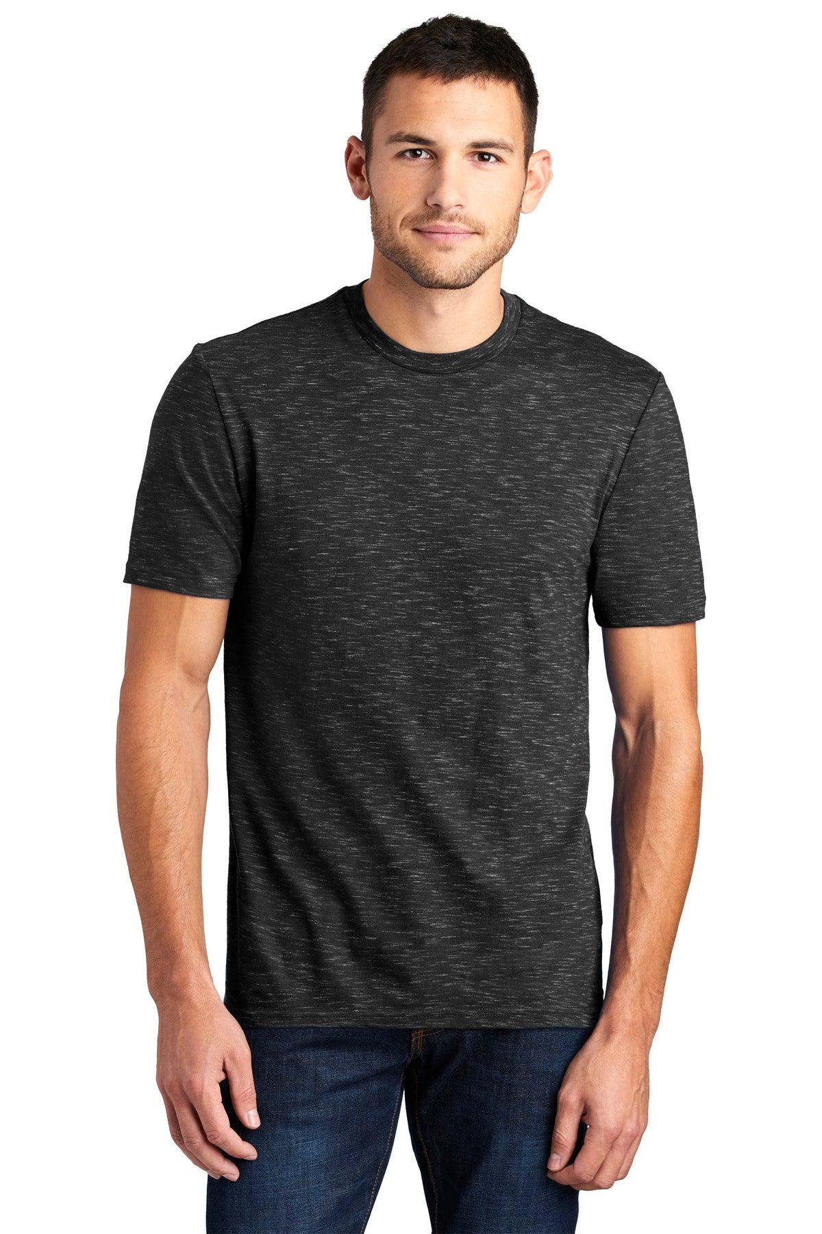 Front View of Black District Medal Tee. DT564 - XS