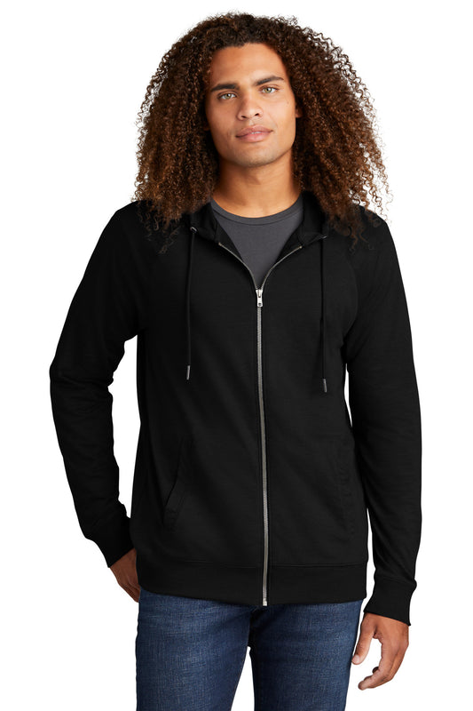 Front View of Black District Featherweight French Terry Full-Zip Hoodie DT573 - XS